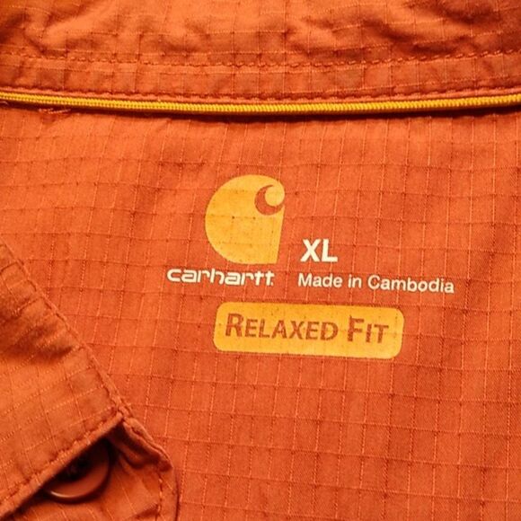 Carhartt Men's XL Relaxed Fit Cotton Blend Red Short Sleeve Shirt - Picture 2 of 7